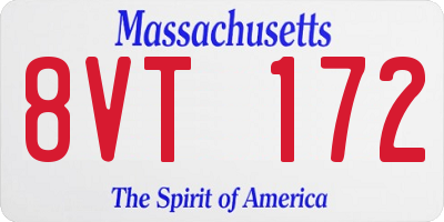 MA license plate 8VT172