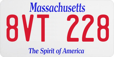 MA license plate 8VT228