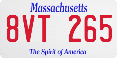 MA license plate 8VT265