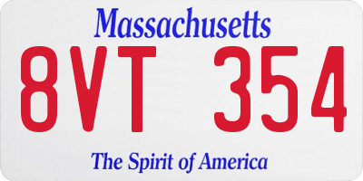 MA license plate 8VT354