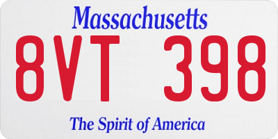 MA license plate 8VT398