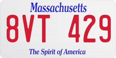 MA license plate 8VT429