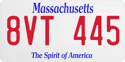 MA license plate 8VT445