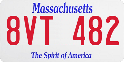 MA license plate 8VT482
