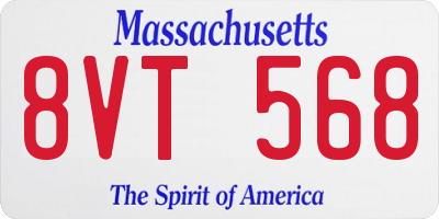 MA license plate 8VT568