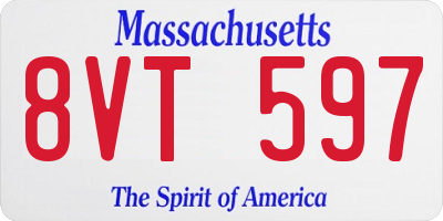 MA license plate 8VT597