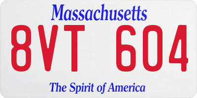 MA license plate 8VT604