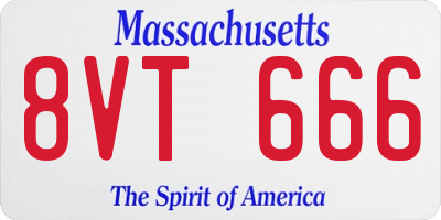 MA license plate 8VT666