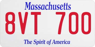 MA license plate 8VT700