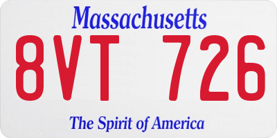 MA license plate 8VT726