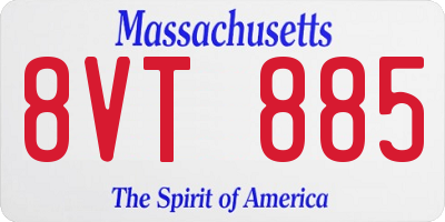 MA license plate 8VT885