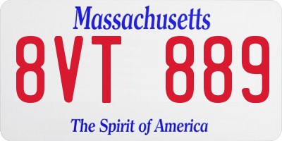 MA license plate 8VT889