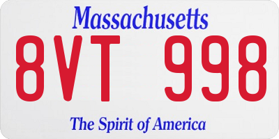 MA license plate 8VT998