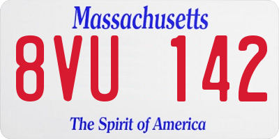 MA license plate 8VU142