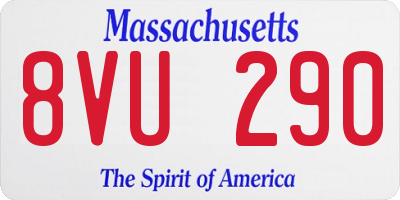 MA license plate 8VU290