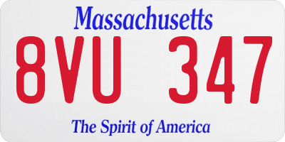 MA license plate 8VU347