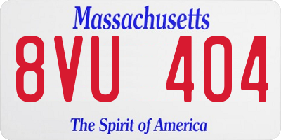 MA license plate 8VU404