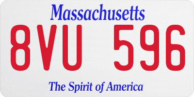 MA license plate 8VU596
