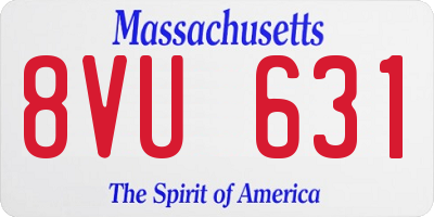 MA license plate 8VU631