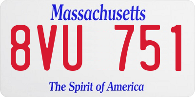 MA license plate 8VU751
