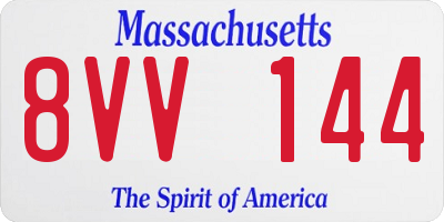 MA license plate 8VV144