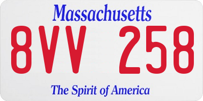 MA license plate 8VV258
