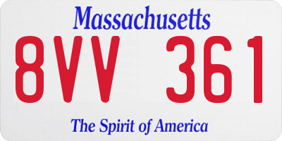 MA license plate 8VV361