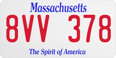MA license plate 8VV378