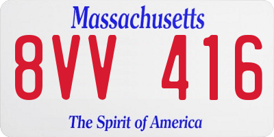MA license plate 8VV416