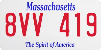 MA license plate 8VV419