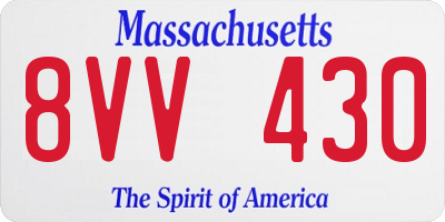 MA license plate 8VV430