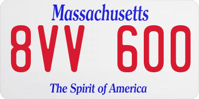 MA license plate 8VV600