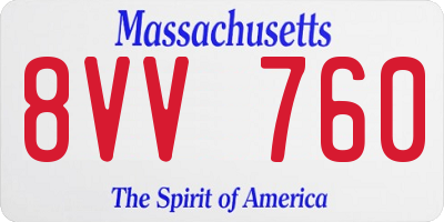 MA license plate 8VV760