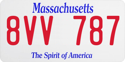 MA license plate 8VV787