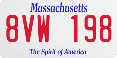 MA license plate 8VW198