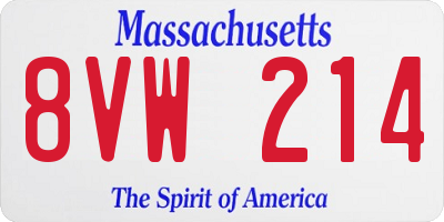 MA license plate 8VW214