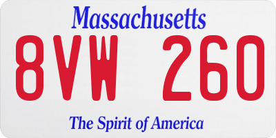 MA license plate 8VW260