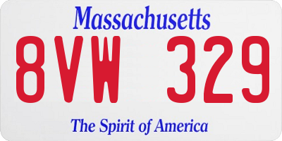 MA license plate 8VW329