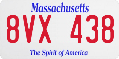 MA license plate 8VX438