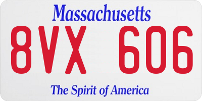 MA license plate 8VX606