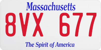 MA license plate 8VX677