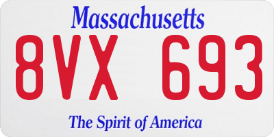 MA license plate 8VX693