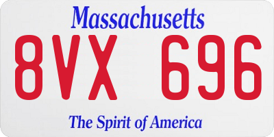 MA license plate 8VX696