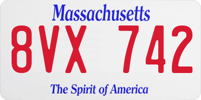MA license plate 8VX742