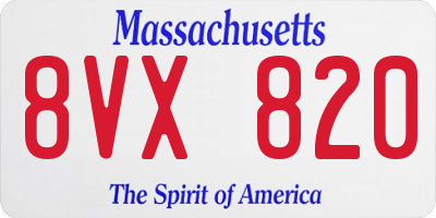 MA license plate 8VX820