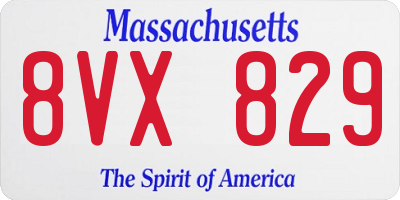MA license plate 8VX829