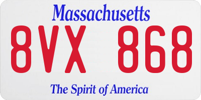 MA license plate 8VX868