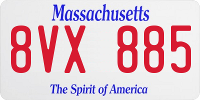 MA license plate 8VX885