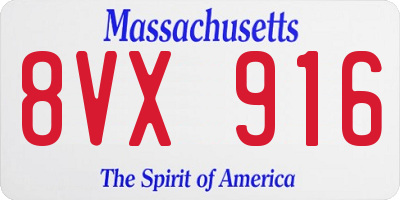 MA license plate 8VX916