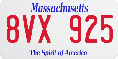MA license plate 8VX925